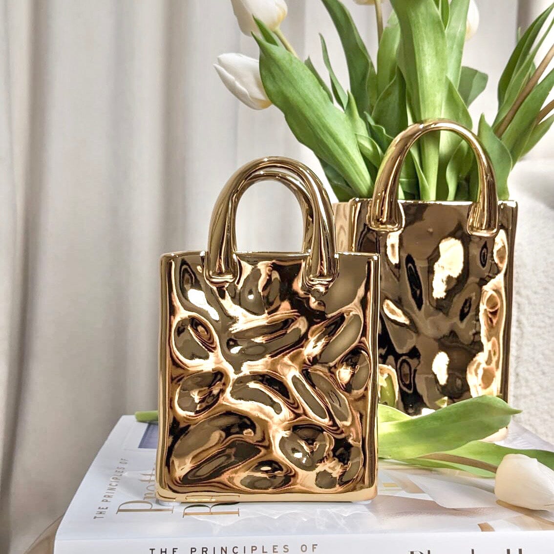 Skorter | Elise Mini Gold Handbag Decorative Vase