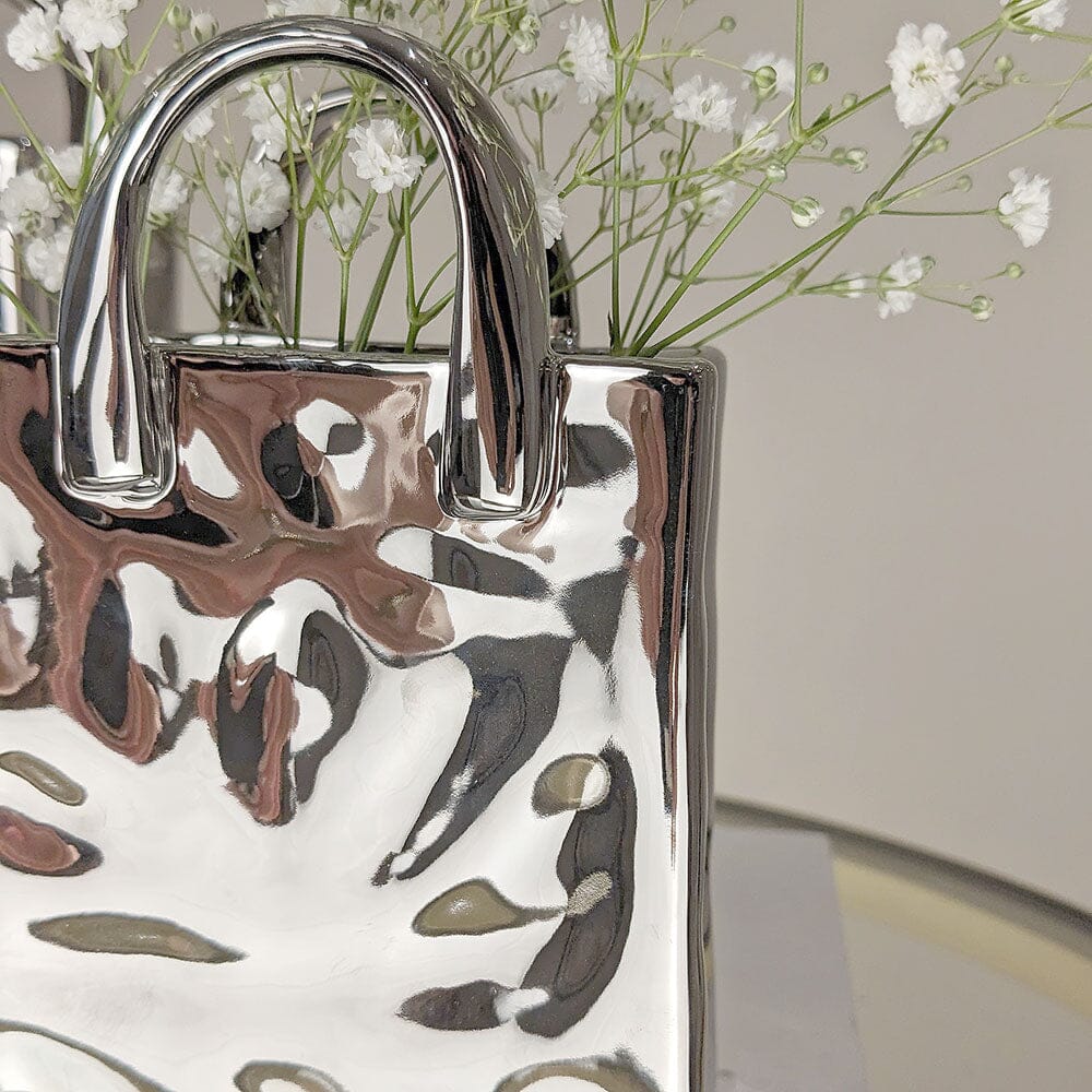 Skorter | Elise Mini Silver Handbag Decorative Vase