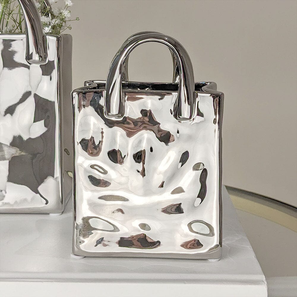 Skorter | Elise Mini Silver Handbag Decorative Vase