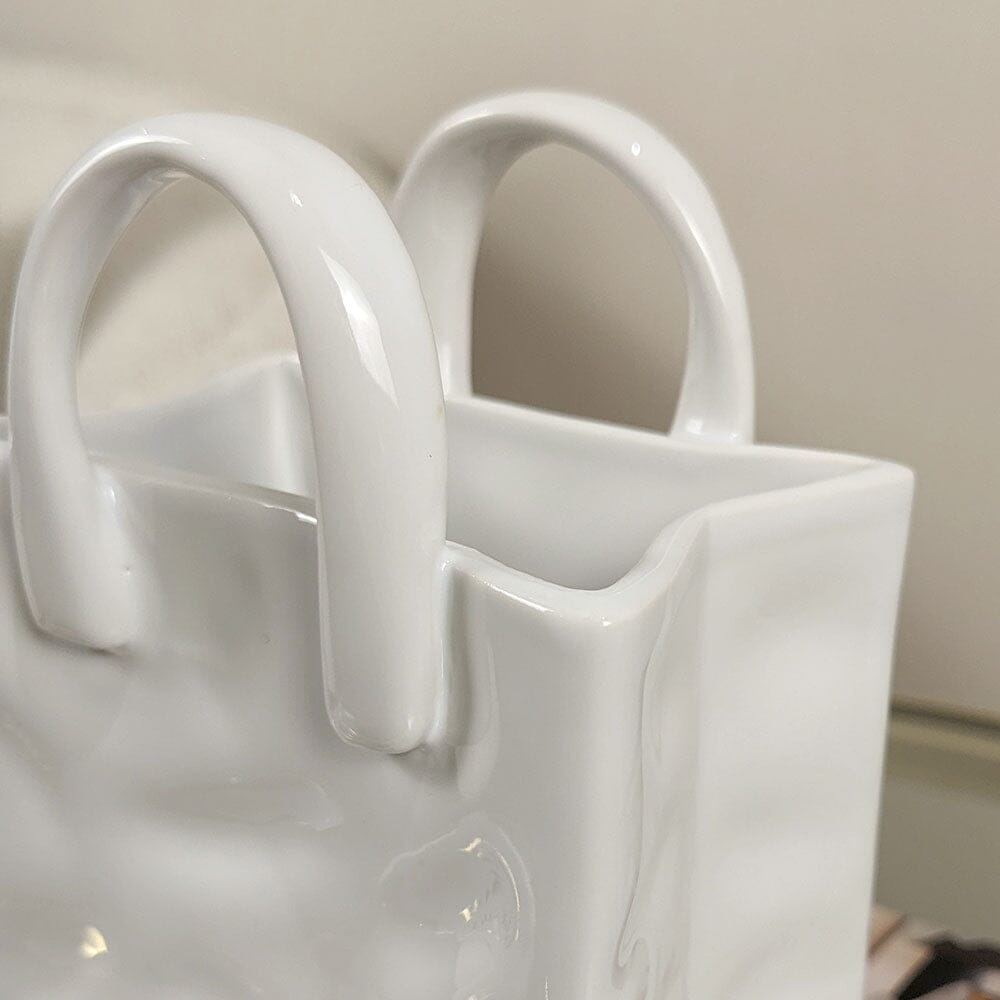 Skorter | Elise Mini White Handbag Decorative Vase