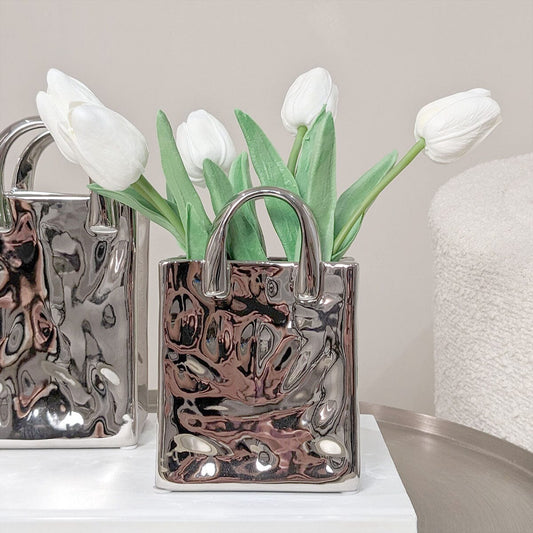 Skorter | Elise Mini Silver Handbag Decorative Vase