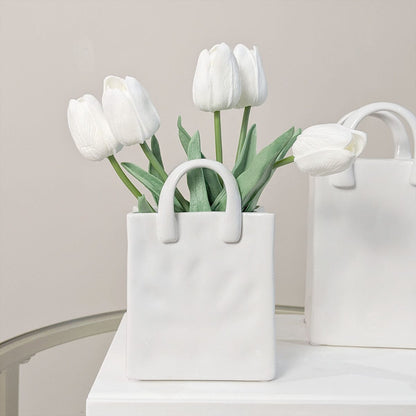 Skorter | Elise Mini White Handbag Decorative Vase