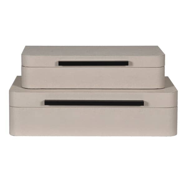 Skorter | Eliza Luxury Cream Decorative Jewelry Box with Black Handle - Set of 2