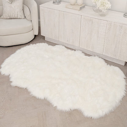 Skorter | Elle Large Faux Fur White Hide Rug - 120x180cm