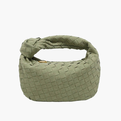 Skorter | Elsa – Stylish Mini Suede Bag with Woven Knot Design & Gold Accents