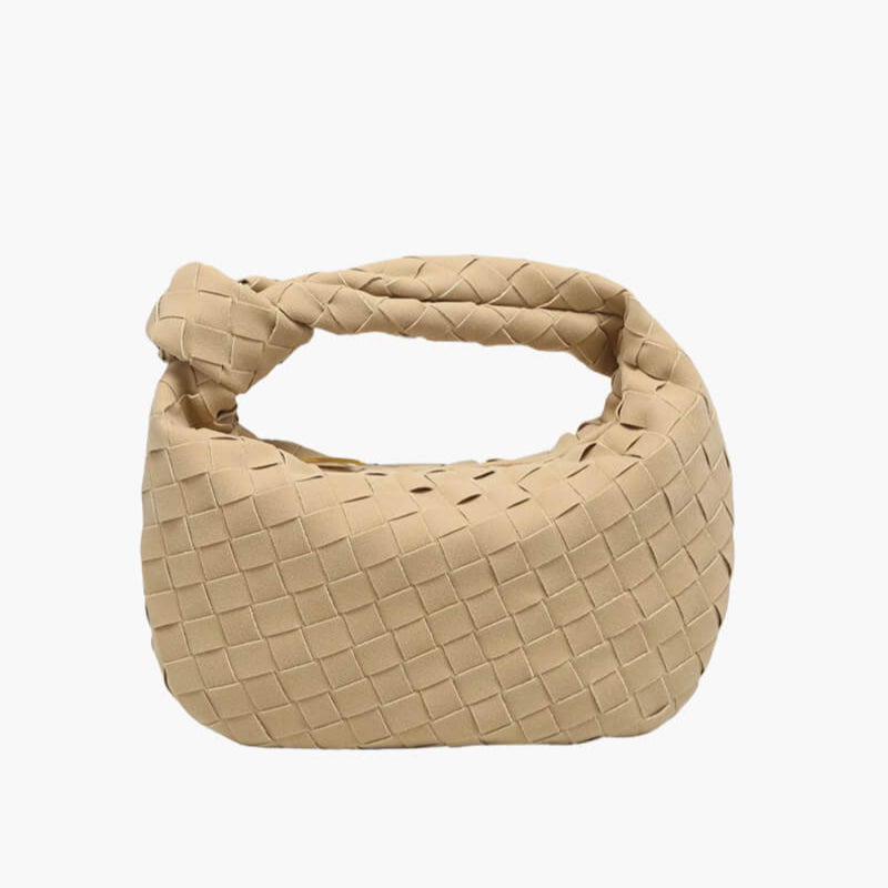 Skorter | Elsa – Stylish Mini Suede Bag with Woven Knot Design & Gold Accents