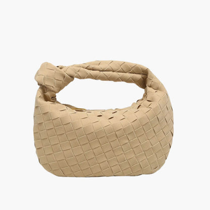 Skorter | Elsa – Stylish Mini Suede Bag with Woven Knot Design & Gold Accents