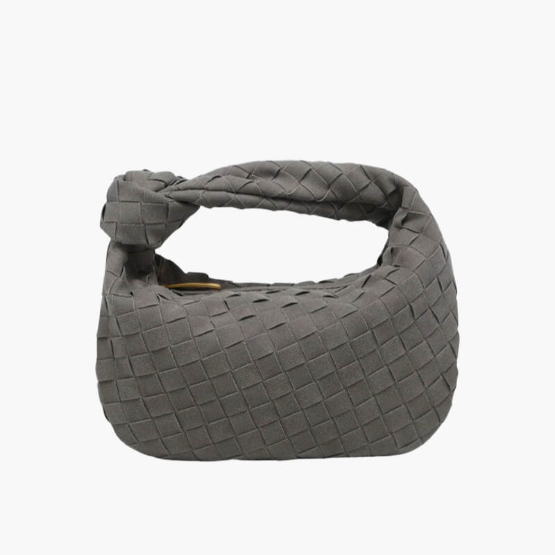 Skorter | Elsa – Stylish Mini Suede Bag with Woven Knot Design & Gold Accents