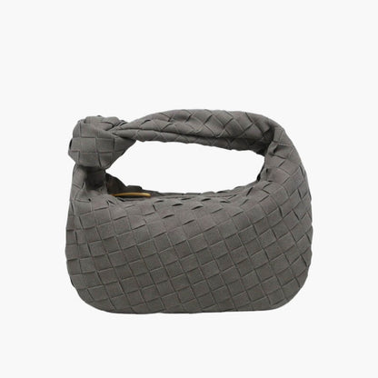 Skorter | Elsa – Stylish Mini Suede Bag with Woven Knot Design & Gold Accents