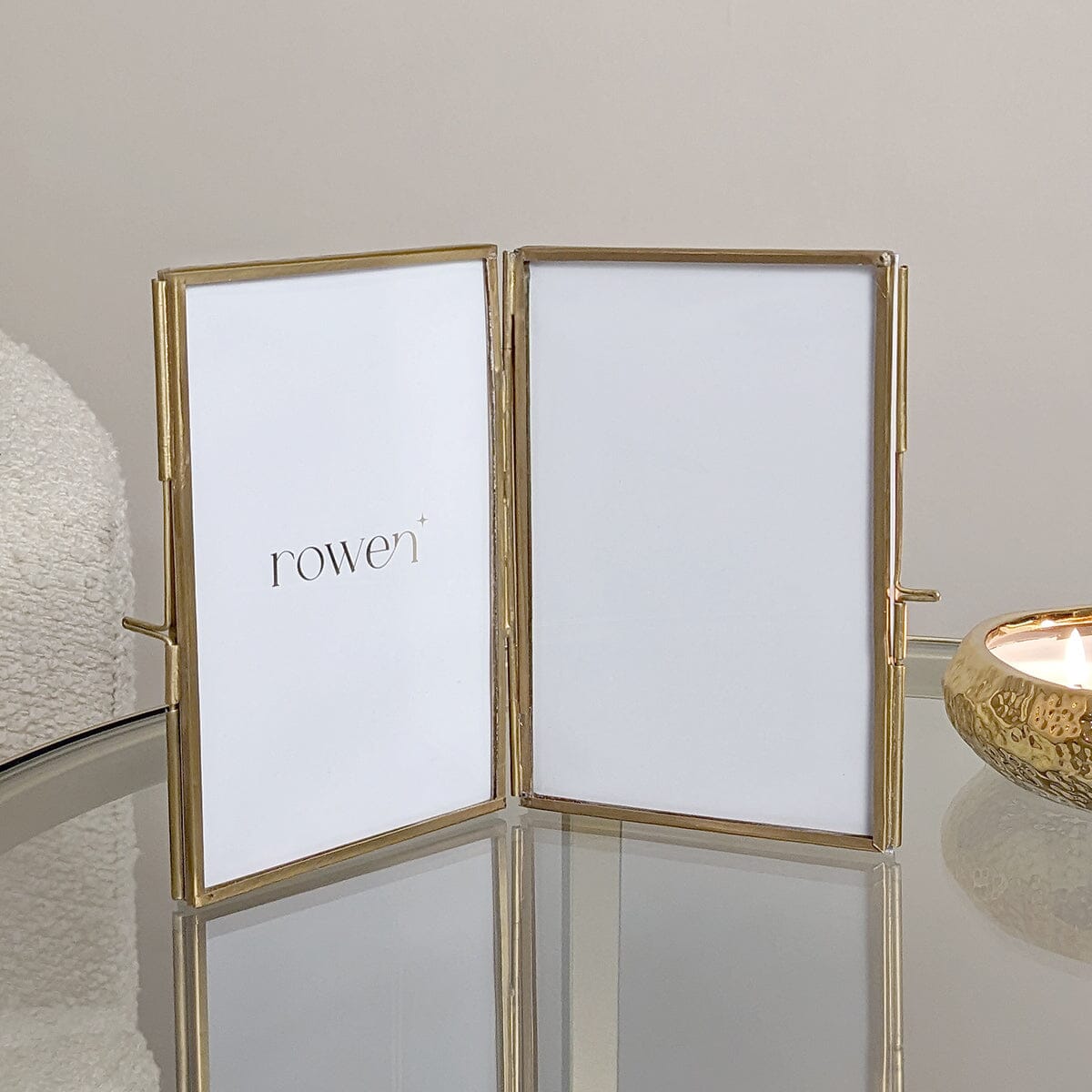 Skorter | Emere Brass & Glass Double Photo Frame