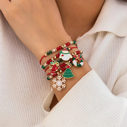 Skorter | Enchanting Christmas Crystal Bracelet – Adjustable Snowflake & Tree Pendant with Sparkling CCB Beads for Festive Elegance