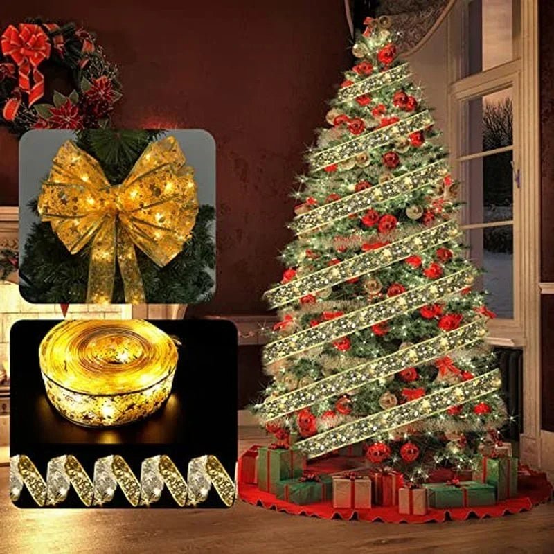 Skorter | Enchanting Ribbon Fairy Lights – Christmas Tree Ornaments & Home Décor for a Magical New Year’s Celebration!