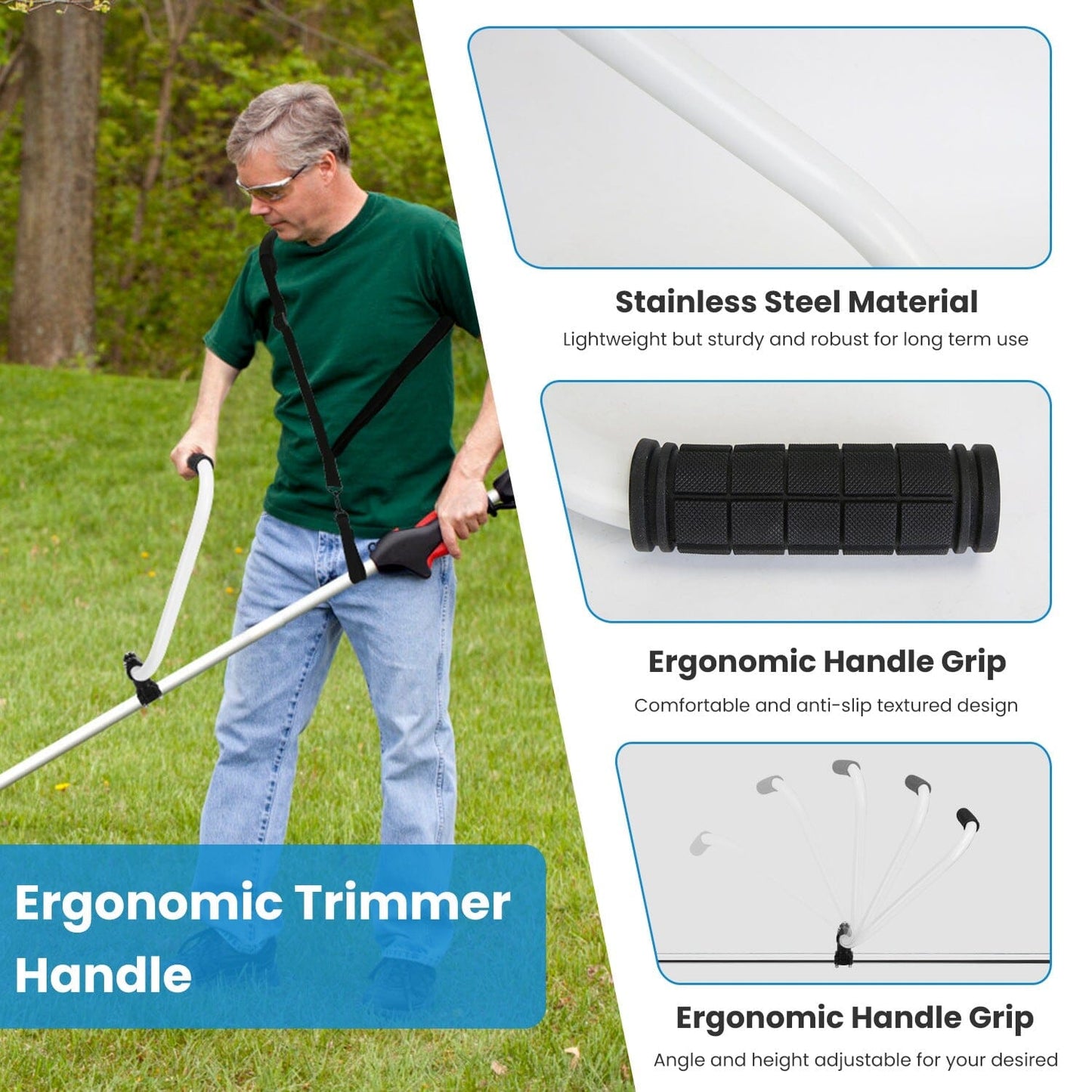 Skorter | Ergonomic Trimmer Handle Grip with Shoulder Strap