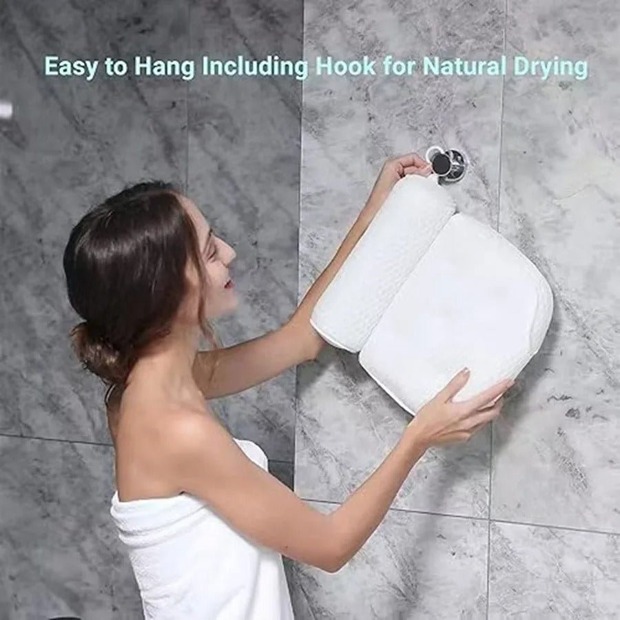 Skorter | ErgoRelax Bath Pillow – Ergonomic, Quick-Drying Spa Pillow with Anti-Slip Suction Cups for Neck, Shoulder, and Back Support
