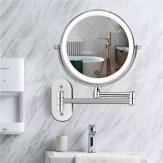 Skorter | Evida LED Magnifying Mirror with Chrome Finish – Rechargeable Vanity Mirror for Precise Makeup & Skincare