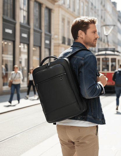 Skorter | EXECUTREK – Elegant Leather Laptop Backpack with USB Port
