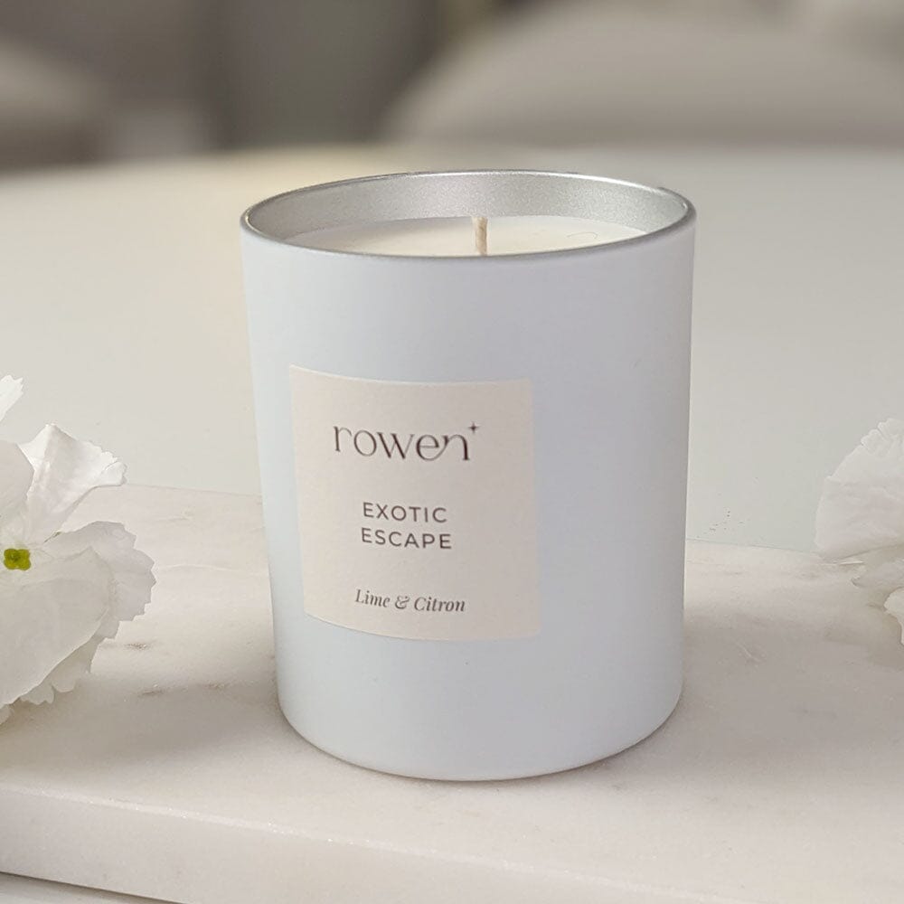 Skorter | Exotic Escape White & Silver Scented Candle - Lime & Lemon