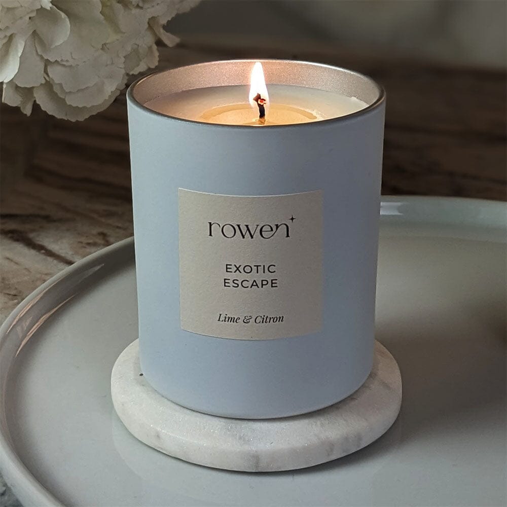 Skorter | Exotic Escape White & Silver Scented Candle - Lime & Lemon