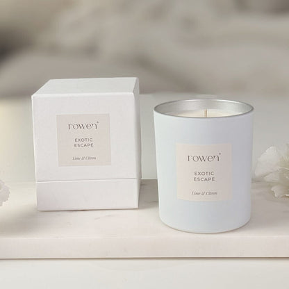 Skorter | Exotic Escape White & Silver Scented Candle - Lime & Lemon