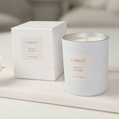 Skorter | Exotic Escape White & Silver Scented Candle - Lime & Lemon