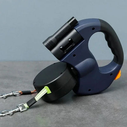 Skorter | Bordeaux Duo – Double lead with LED & bag dispenser for two dogs