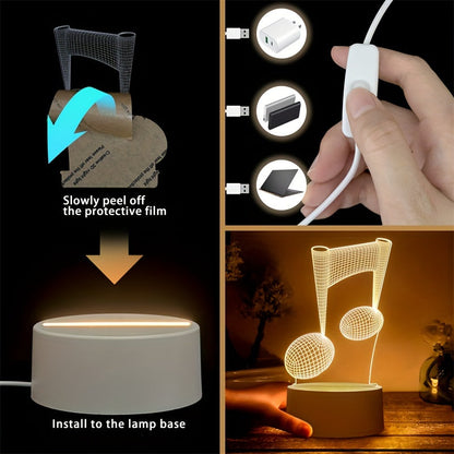 Skorter | LumiNote - Acrylic Music Note Night Light, 3D LED Frame, USB-Powered