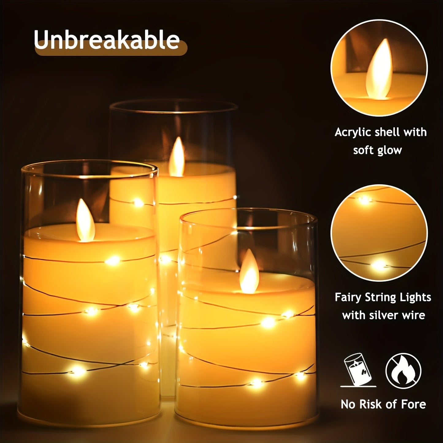 Skorter | 3-piece Romantic LED lights with Remote Control - Adjustable Brightness and Timer Function, Ideal for Parties, Weddings and Hotel Decoration