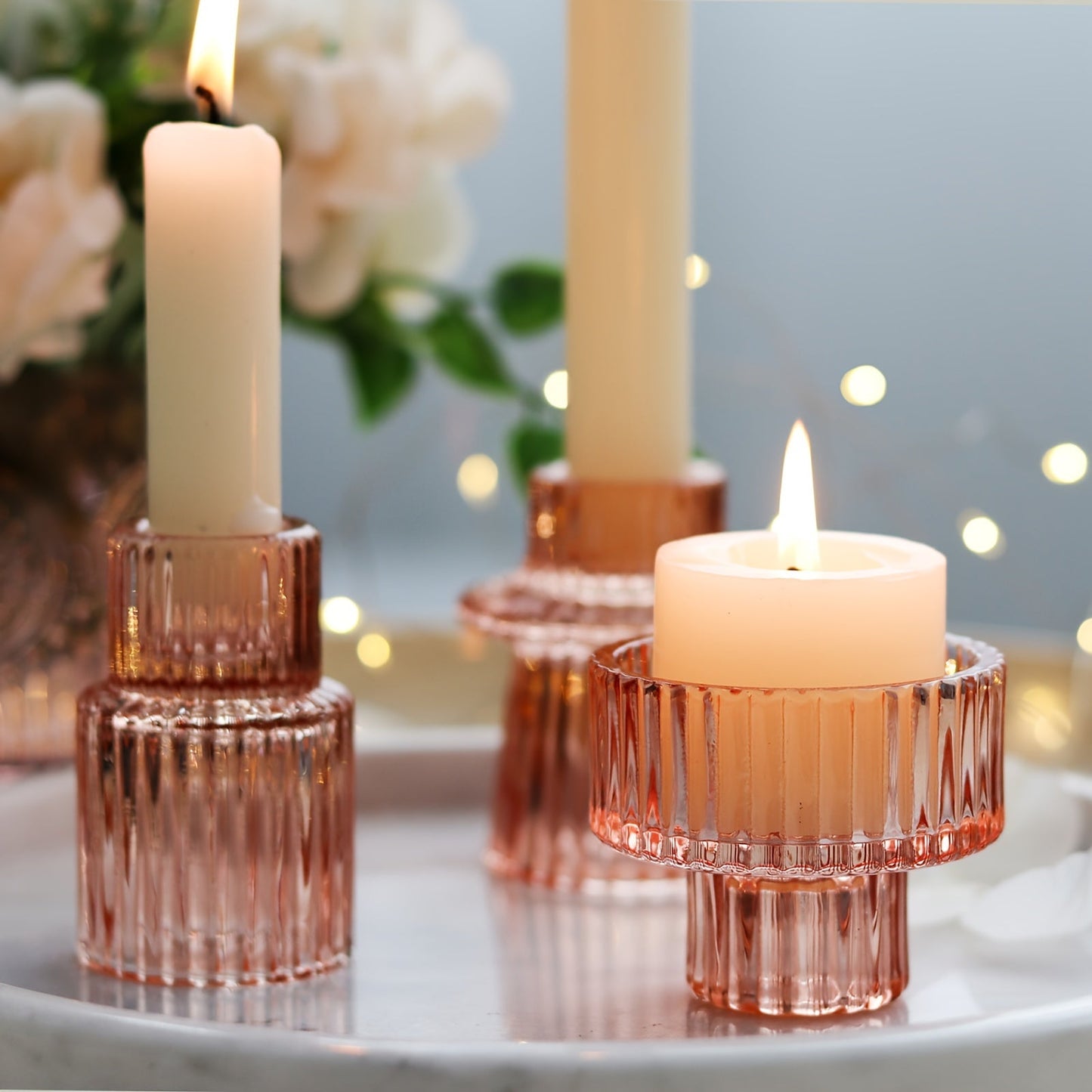 Skorter | 3/6-part Glass Candle Holders - Perfect for Table Decoration and Weddings