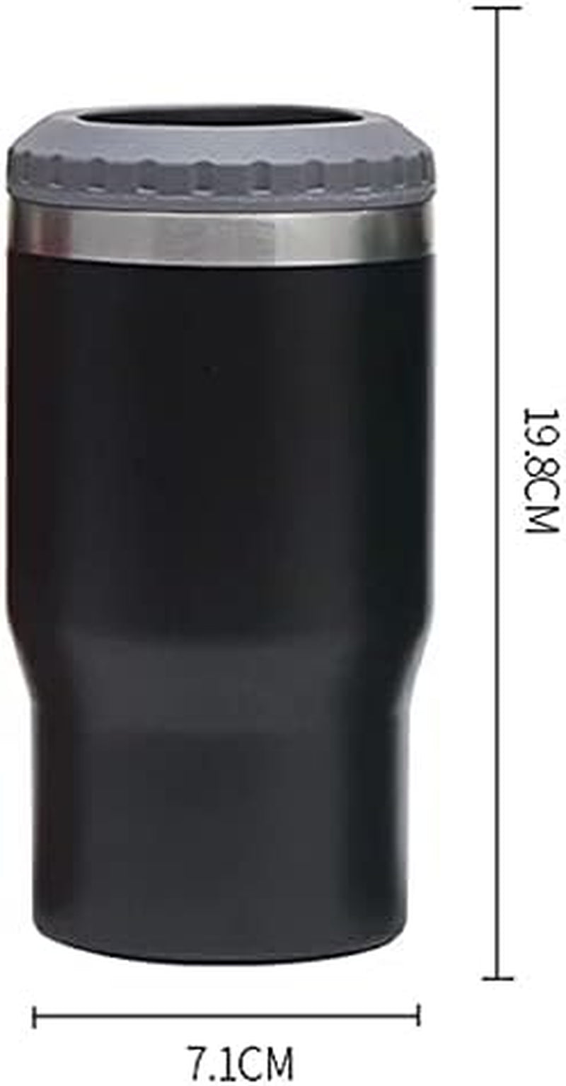 Skorter | 4 in 1 stainless steel can/bottle insulator, 14Oz two-way lid SUS insulated can cooler, beer bottle holder (Black)