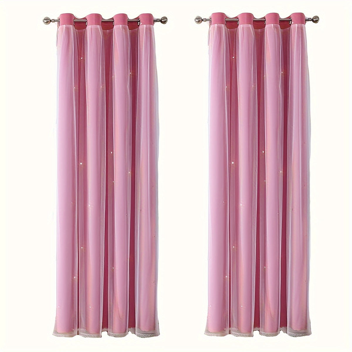 Skorter | 2-piece Set Romantic Double Layer Curtains - Semi-Blackout, Privacy Protecting