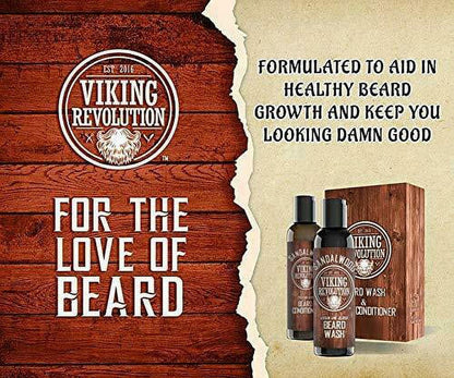 Skorter | Beard Wash & Beard Conditioning Set, Argan & Jojoba Oil - Natural Sandalwood Scent - Beard Shampoo & Beard Oil - 10 oz