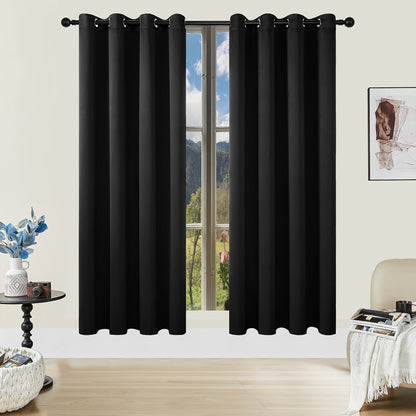 Skorter | Blackout Curtains - 2 Pieces Modern Polyester Curtains with Thermal Insulation and Rings