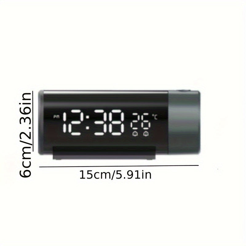 Skorter | ProjectElite - Modern Black Projector Alarm Clock with Dual Time and Temperature Display