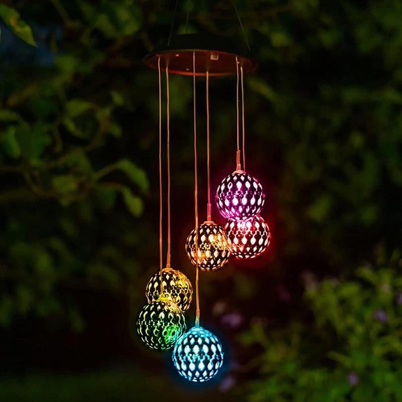 Skorter | Solar Metal Ball Wind Chime – Solar Powered LED Garden Decoration with Soothing Sounds