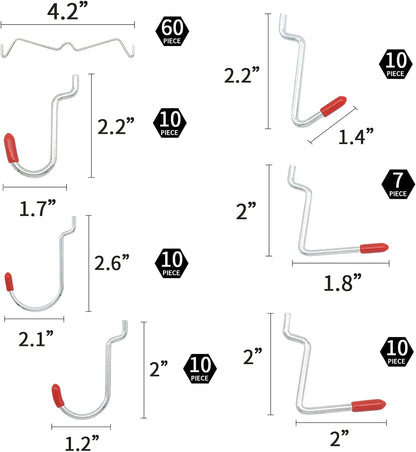 Skorter | 150 Piece Pegboard Hooks Assortment, Metal Pegboard Hooks, Plastic Bins, and Peg Locks for Organizing Tools