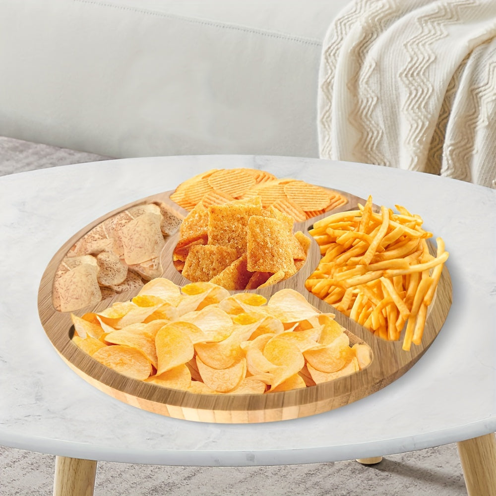 Skorter | BambooServe - Round Bamboo Snack Tray | Sustainable Plate for Meal & Fruit