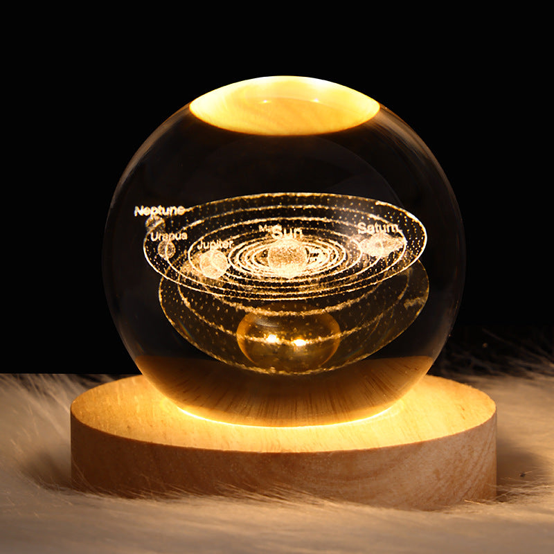 Skorter | LED Night Light Galaxy Crystal Ball Table Lamp 3D Planet Moon Lamp Bedroom Home Decor For Kids Party Children's Birthday Gifts