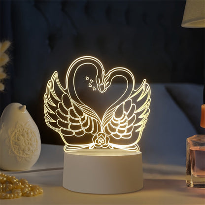 Skorter | Swan Light - USB Powered 3D LED Table Lamp with Acrylic Frame