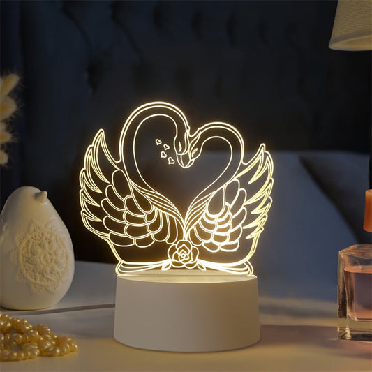 Skorter | Swan Light - USB Powered 3D LED Table Lamp with Acrylic Frame