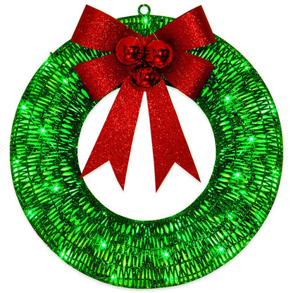 Skorter | Illuminated Christmas Wreath Luxury Gold-Green 50cm – Handmade Door Wreath with LED