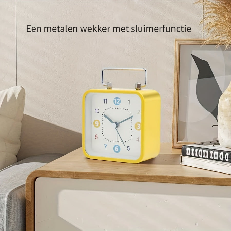 Skorter | TimeCube - Square Metal Alarm Clock with Night Light and Snooze