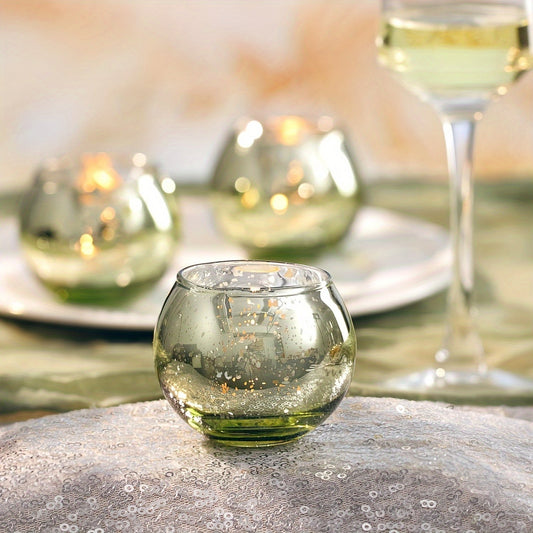 Skorter | 6/12 pcs Green Glass Tealight Holders - Table Decoration for Parties