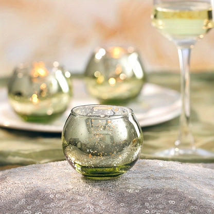 Skorter | 6/12 pcs Green Glass Tealight Holders - Table Decoration for Parties