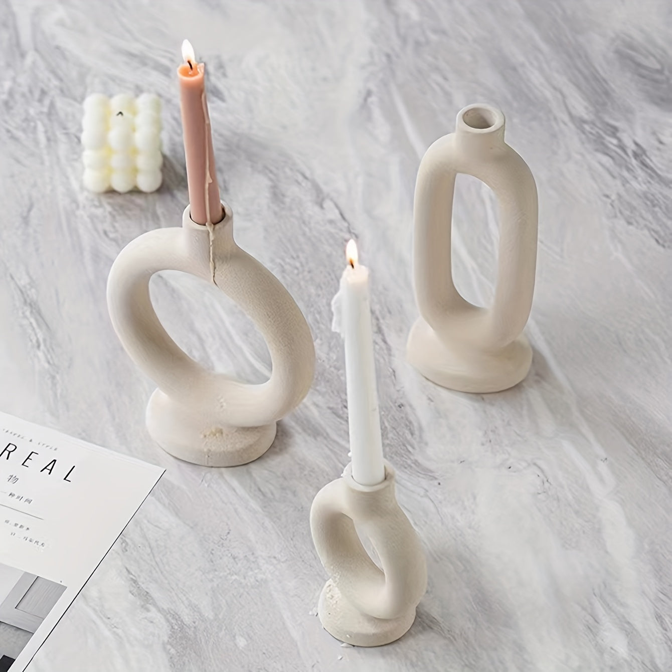 Skorter | Bohemian Style Ceramic Candle Holders – Minimalist Candle Holders For Home Decor