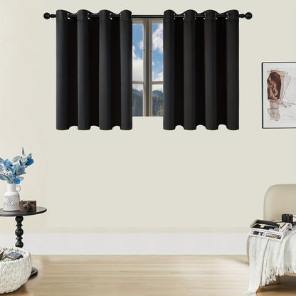 Skorter | Blackout Curtains - 2 Pieces Modern Polyester Curtains with Thermal Insulation and Rings