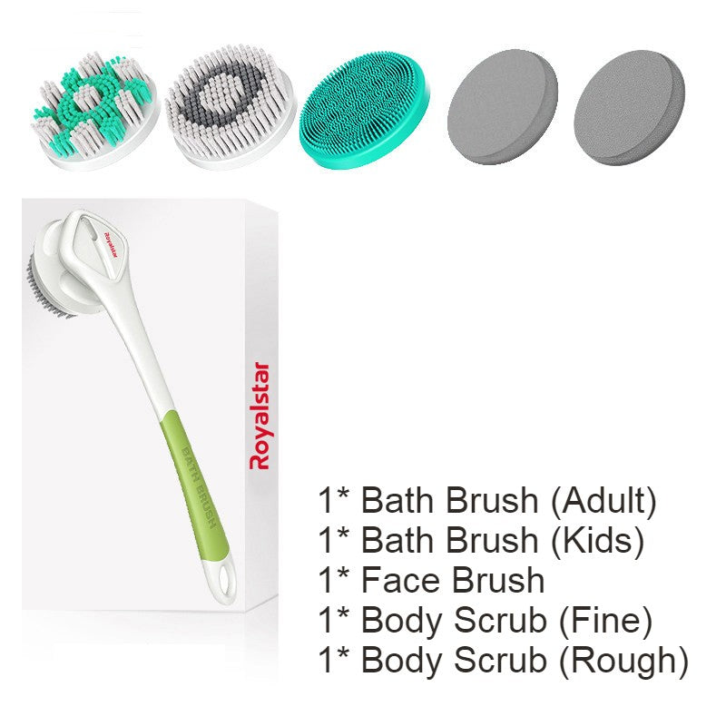 Skorter | All-in-One Rechargeable Body Brush Set, with 7 Replaceable Heads & Long Handle for Body, Face, Foot, Adult & Kids