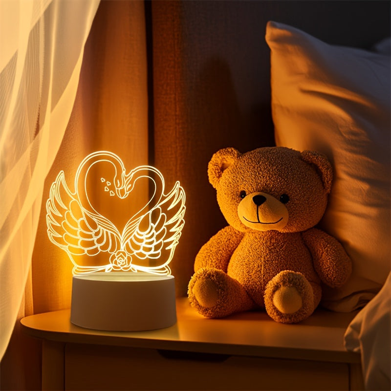 Skorter | Swan Light - USB Powered 3D LED Table Lamp with Acrylic Frame
