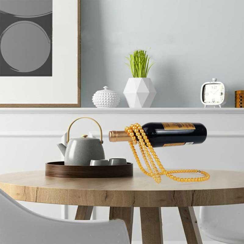 Skorter | Elegant Pearl Bottle Holder - Hanging Wine Bottle Holder Rack