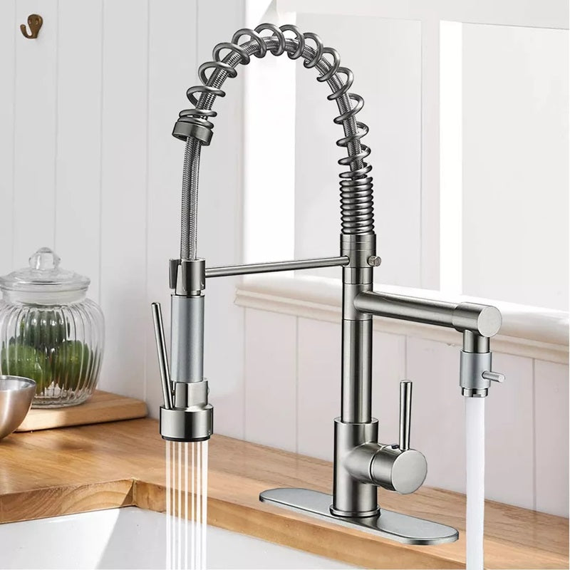 Skorter | 360° Stainless Steel Kitchen Faucet with Pull-Down Spring Spout