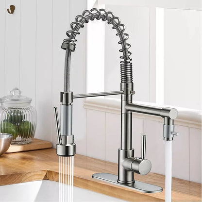 Skorter | 360° Stainless Steel Kitchen Faucet with Pull-Down Spring Spout